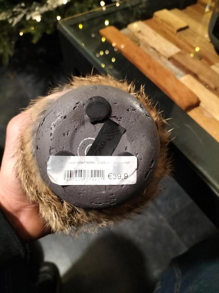 Unieke Kandelaar met Bont, Huis en Inrichting, Woonaccessoires | Kandelaars en Kaarsen, Zo goed als nieuw, Kandelaar, Minder dan 25 cm