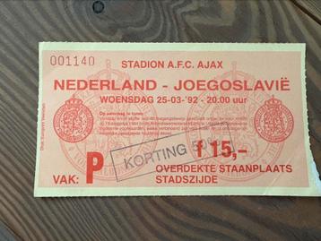 Entreeticket Nederland - Joegoslavie 25 maart 1992 beschikbaar voor biedingen