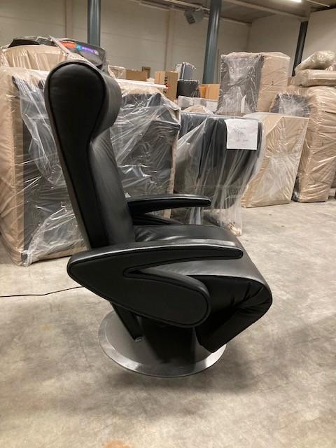 Leolux luxe relaxfauteuil TOP leer draaipoot antraciet zwart, Huis en Inrichting, Fauteuils, Zo goed als nieuw, Leer, 50 tot 75 cm
