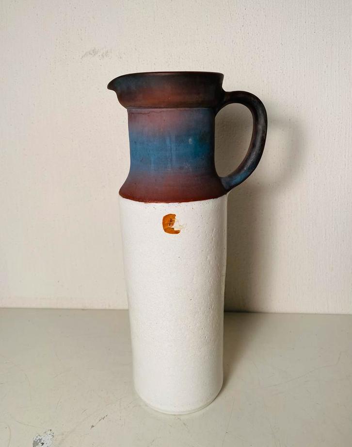 Ravelli keramiek vaas met oor , jaren 70, Huis en Inrichting, Woonaccessoires | Vazen, Gebruikt, Blauw, Minder dan 50 cm, Aardewerk of Porselein