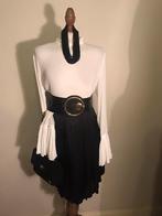 MILA SCHON ROK 100% SILK BLACK PLISSÉ, Zwart, Maat 42/44 (L), Zo goed als nieuw, Knielengte