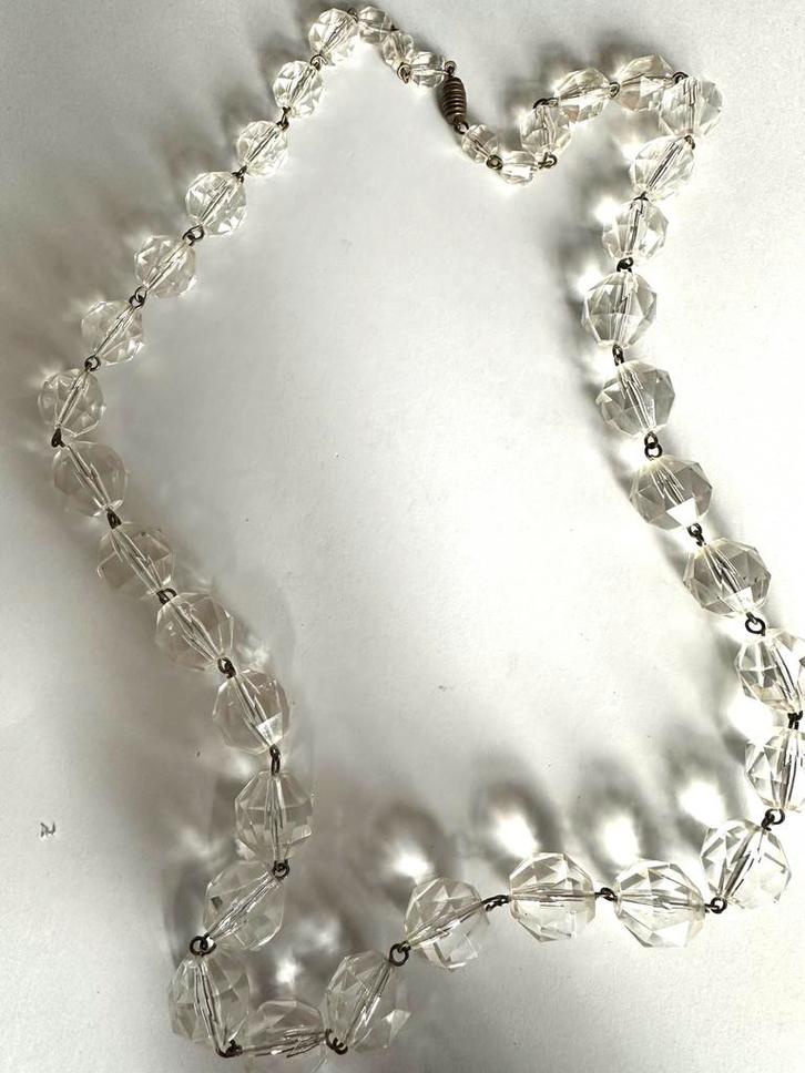 Vintage lucite helder transparante ketting, Sieraden, Tassen en Uiterlijk, Kettingen, Zo goed als nieuw, Kunststof, Overige kleuren