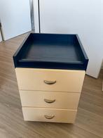 Massief houten ladenblok op wieltjes, Huis en Inrichting, Kasten | Ladekasten, Ophalen, Minder dan 50 cm, Gebruikt, 3 of 4 laden