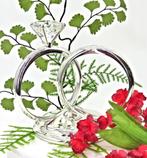 Prachtige zilveren met diamant dubbel ringen taarttopper., Ophalen of Verzenden, Nieuw, Versiering, Geboorte of Huwelijk