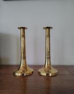 2 kandelaars, art deco , messing, Ophalen of Verzenden, Koper of Brons