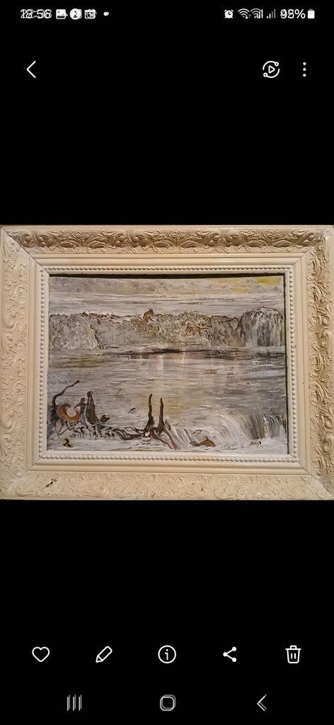 Olieverfschilderij Landschap, Gesigneerd, Antiek en Kunst, Kunst | Schilderijen | Klassiek, Ophalen of Verzenden