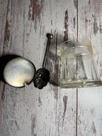 Antieke suikerpot met zilveren deksel en lepel, Antiek en Kunst, Antiek | Glas en Kristal, Ophalen of Verzenden
