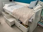 Ikea Hemnes bedbank/uitschuifbed wit, Lattenbodem, 85 tot 100 cm, Gebruikt, Ophalen of Verzenden