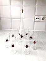 Likeur-/wodkaset met frambozen., Glas of Glazen, Nieuw, Ophalen of Verzenden, Glas