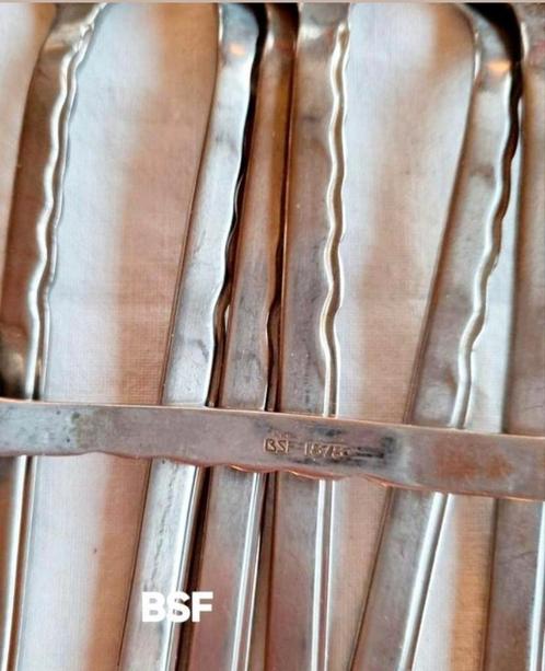 Retro vintage lepels theelepeltjes geribbelde randen BSF, Huis en Inrichting, Keuken | Bestek, Gebruikt, Rvs of Chroom, Ophalen of Verzenden