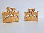 Vintage boekensteun hout vogels Demark handmade ‘60 uniek, N, Ophalen of Verzenden, N, N