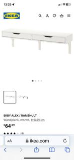 Witte plank met 2 lades en ophang beugels IKEA ekby, Ophalen of Verzenden, Zo goed als nieuw