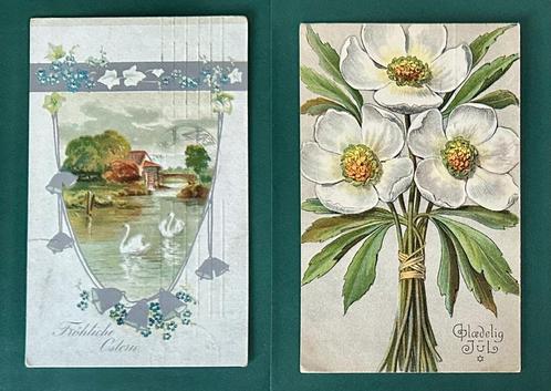 0086 ~ 2 kaarten met bloemen (Deense kaart) en landschap, Verzamelen, Ansichtkaarten | Themakaarten, Overige thema's, Verzenden