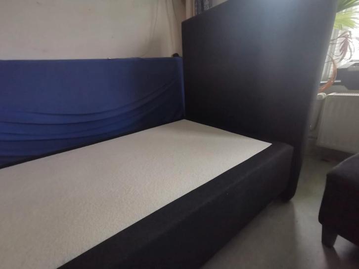 boxspring, Huis en Inrichting, Slaapkamer | Boxsprings, Gebruikt, 90 cm, 200 cm, Eenpersoons, Grijs, Zwart, Ophalen