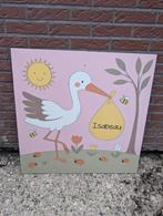 Ooievaar - Geboortebord Roze Meisje, Kinderen en Baby's, Ophalen, Zo goed als nieuw, Geboortebord