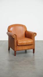 Rundleren fauteuil/ armchair afgewerkt met siernagels, Ophalen, Gebruikt, ., Klassiek