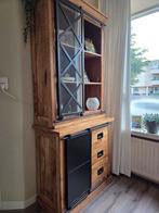 Mangohouten Buffetkast - 90 cm breed, Ophalen, Glas, 50 tot 100 cm, Zo goed als nieuw
