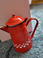 Rode brocante emaille kan rood met witte stip koffiepot, Antiek en Kunst, Ophalen of Verzenden