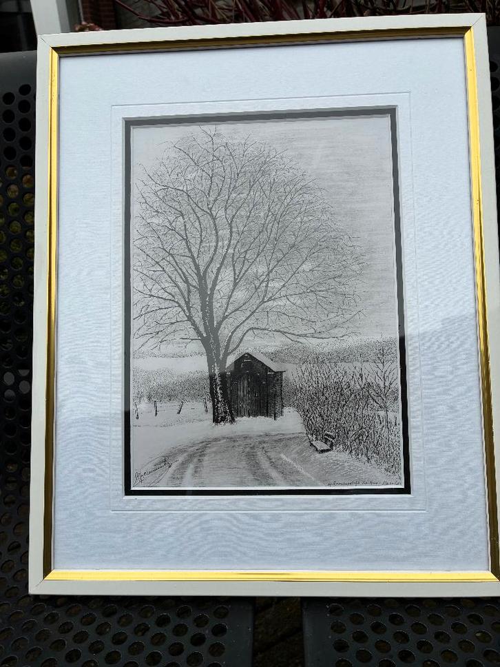 tekening kapel Slenaken, Antiek en Kunst, Kunst | Tekeningen en Foto's, Ophalen