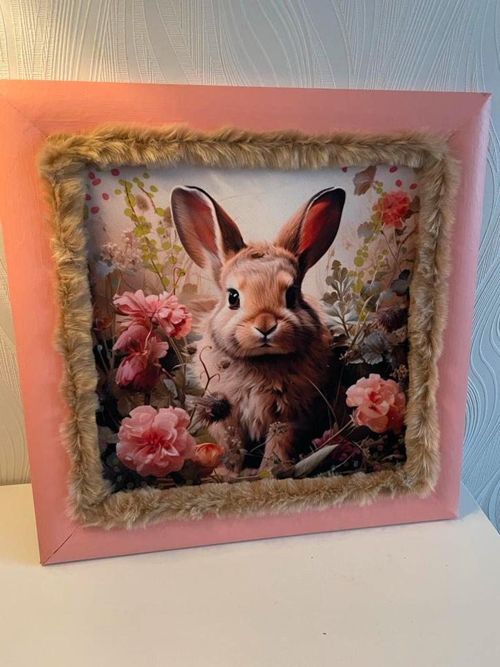 Lief Konijntje Kinderkamer Lijstje, Huis en Inrichting, Woonaccessoires | Schilderijen, Tekeningen en Foto's, Zo goed als nieuw