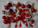 vintage grotendeels rode Kerstballen Kerstboom versiering, Ophalen of Verzenden