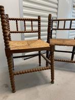Bobbin hoekstoel met rieten zitting, Ophalen, Gebruikt, Twee, Bruin