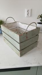 vintage oud groen houten kratje, decoratief kistje brocante, Minder dan 50 cm, Gebruikt, Minder dan 50 cm, Ophalen of Verzenden