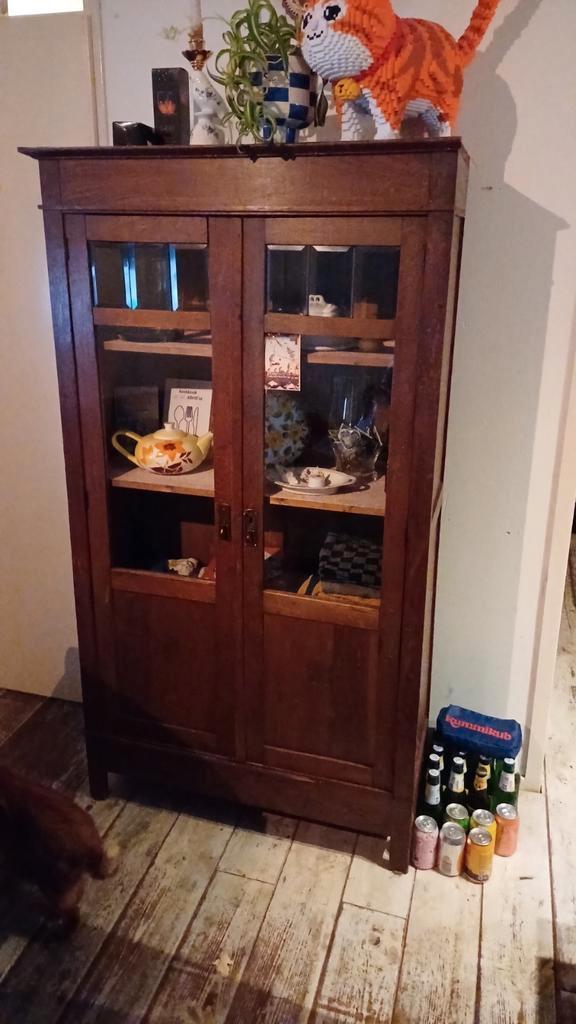 Houten Vitrinekast, Antiek en Kunst, Antiek | Meubels | Kasten, Ophalen