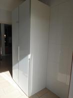 Prachtige kledingkast mat wit v.v. melkglazen deuren | izgs, Minder dan 100 cm, Met hangruimte, Zo goed als nieuw, Ophalen