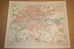 Antieke kaart/plattegrond - Londen - Circa 1885 !!, Boeken, Atlassen en Landkaarten, Gelezen, Frankrijk, Ophalen of Verzenden