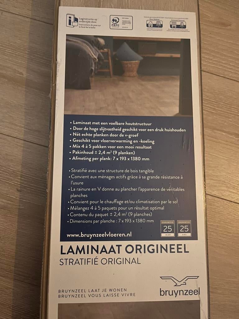 Bruynzeel laminaatvloer, Doe-het-zelf en Verbouw, Vloerdelen en Plavuizen, Ophalen, Nieuw, 10 tot 30 cm, Hout
