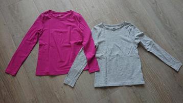 2x H&M longsleeve (maat 122-128), hardroze en grijs beschikbaar voor biedingen