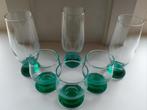 Set 6 mooie groene zware voet glazen glas jaren 70, Huis en Inrichting, Keuken | Servies, Glas of Glazen, Ophalen of Verzenden