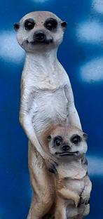 Stokstaartje. Moeder met welpje. Resin. 34 cm., Ophalen, Zo goed als nieuw, Wild dier, Beeldje of Figuurtje