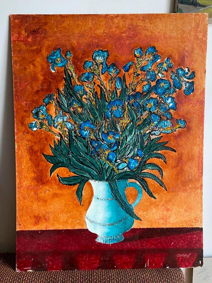 C. Cousin - Stilleven met irissen, Antiek en Kunst, Kunst | Schilderijen | Klassiek, Ophalen of Verzenden