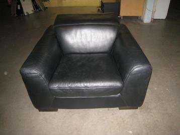 Leatherworld rundlederen zwarte fauteuil beschikbaar voor biedingen