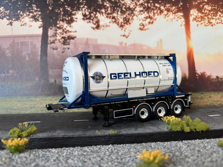 Wsi Geelhoed Container Trailer, Hobby en Vrije tijd, Modelauto's | 1:50, Zo goed als nieuw, Bus of Vrachtwagen, Wsi, Ophalen of Verzenden