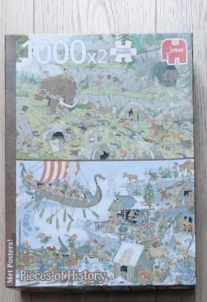 Jumbo Pieces of History Puzzel 2x1000, Hobby en Vrije tijd, Denksport en Puzzels, Zo goed als nieuw, Legpuzzel, Meer dan 1500 stukjes
