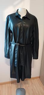 Zwarte imitatie leren doorknoop jurk, lange mouw, maat L, Ophalen of Verzenden, Zo goed als nieuw, Maat 38/40 (M), Zwart