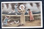 Engelen en heilige voeren de witte duiven, 1953, Verzamelen, Ansichtkaarten | Themakaarten, Verzenden, 1920 tot 1940, Ongelopen