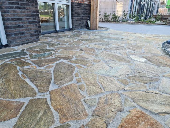 Griekse Kwartsiet flagstones bruin genuanceerd - TOPPRIJS, Tuin en Terras, Tegels en Klinkers, Nieuw, Terrastegels, Natuursteen