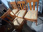 Set van 4 houten stoelen met nieuwe bekleding 3+1 gratis, Ophalen, Hout, Bruin, Klassiek