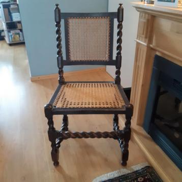 Engelse Antieke Barley Twist Stoel met Riet beschikbaar voor biedingen