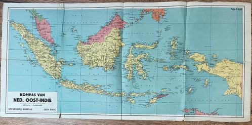 vooroorlogse kaart Kompas van Nederlands Oost-Indië, Boeken, Atlassen en Landkaarten, Gelezen, Landkaart, Overige gebieden, Ophalen of Verzenden