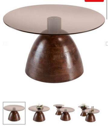 2x My sons Salontafel Ø78 Bruin mangohout en Rookglas beschikbaar voor biedingen