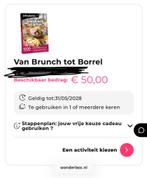 Wonderbox van brunch tot borrel 50 euro, Eén persoon, Cadeaubon