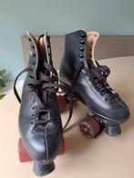 Zwart leren rollerskates mt 39, Sport en Fitness, Skeelers, Gebruikt, Wielen of Lagers, Dames, Ophalen