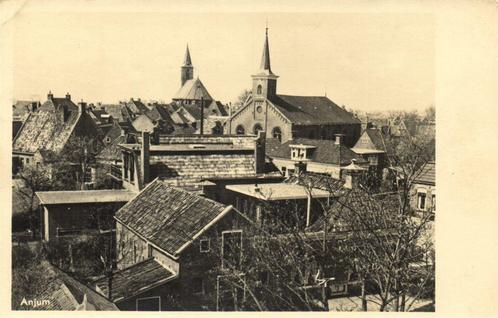 Anjum - dorpsgezicht - 1955 gelopen, Verzamelen, Ansichtkaarten | Nederland, Gelopen, Utrecht, 1940 tot 1960, Ophalen of Verzenden