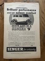Singer “9” originele advertentie 1934 vintage, Ophalen of Verzenden, Gelezen, Overige merken