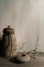 Houten waxinelicht houder kandelaar oud hout stoer sober, Huis en Inrichting, Woonaccessoires | Kandelaars en Kaarsen, Verzenden